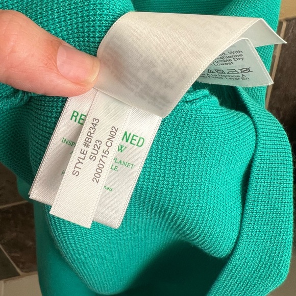 J. Crew Square Neck Mini Sweater Dress Green  Sleeveless Size Medium - Picture 9 of 9